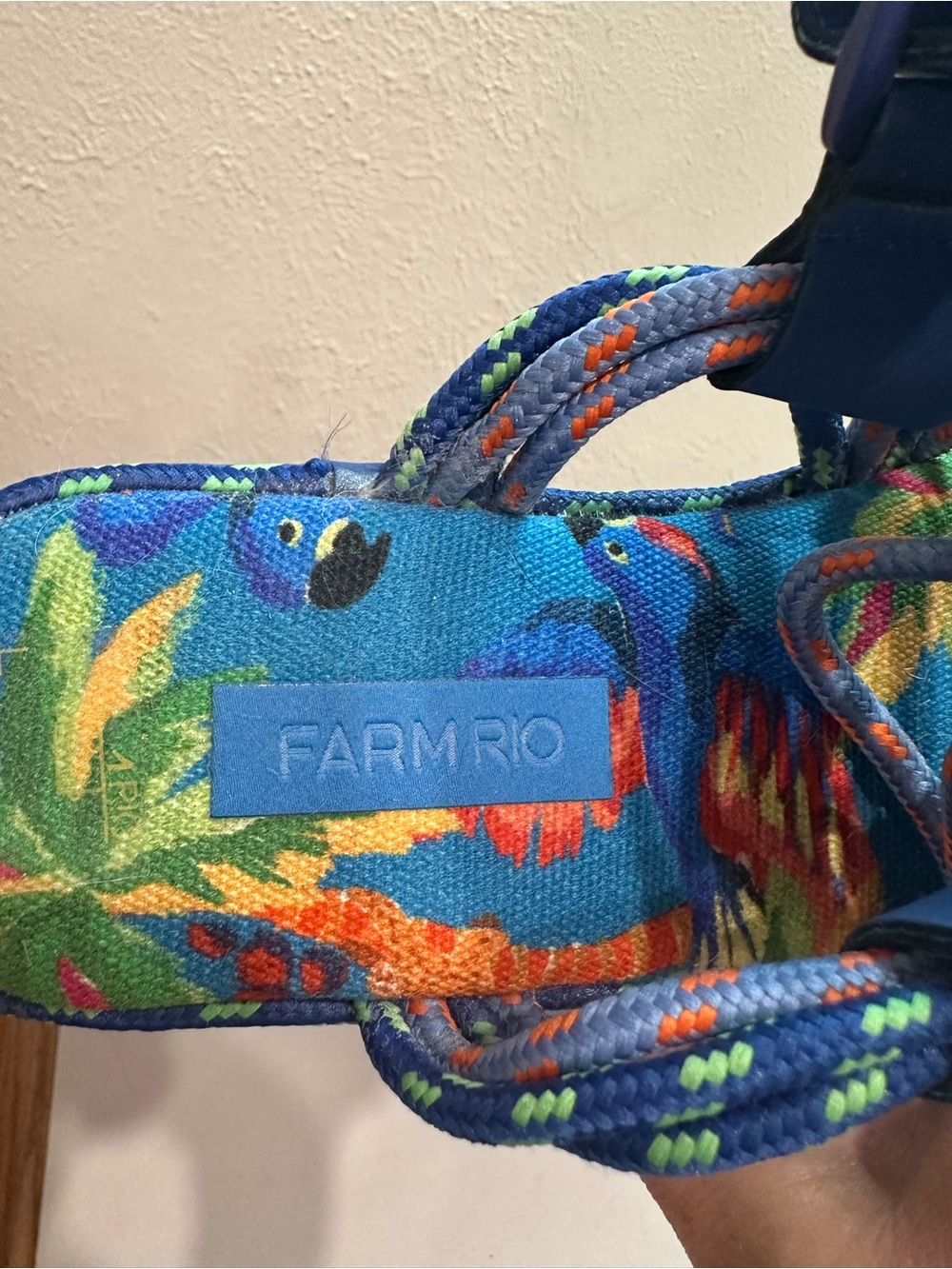 FARM Rio Blue Floral Rope Lace-Up Platform Sandals - Picture 4 of 5